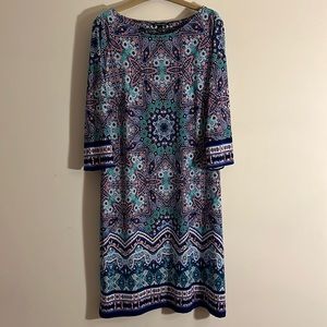 Colorful, womens dress. Size large petite.